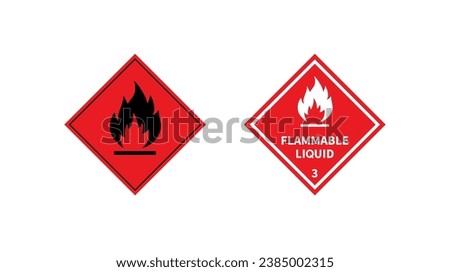Flammable liquid sign on white background. Danger sign. Label, Sticker, Symbol. Vector illustration.