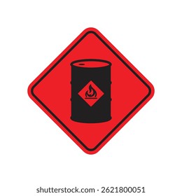 Flammable liquid sign red square template