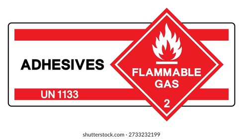 Líquido inflamável UN 1133 Adesivos Símbolo Signo ,Ilustração vetorial, Isolar no fundo branco Label.EPS10