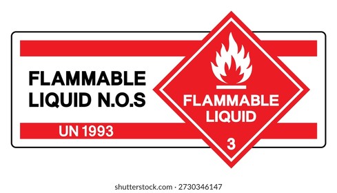 Sinal de símbolo líquido inflamável UN 1993, Ilustração vetorial, Isolar no fundo branco, Etiqueta. EPS10