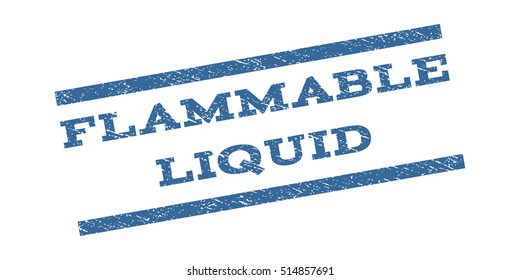 Flammable Liquid watermark stamp. Text tag between parallel lines with grunge design style. Rubber seal stamp with scratched texture. Vector cobalt blue color ink imprint on a white background.