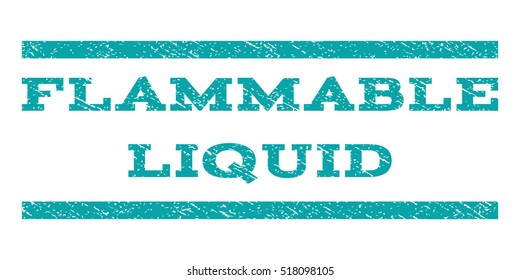 Flammable Liquid watermark stamp. Text tag between horizontal parallel lines with grunge design style. Rubber seal stamp with dirty texture. Vector cyan color ink imprint on a white background.