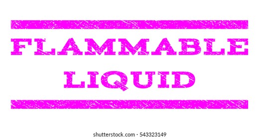 Flammable Liquid watermark stamp. Text caption between horizontal parallel lines with grunge design style. Rubber seal stamp with dust texture. Vector magenta color ink imprint on a white background.