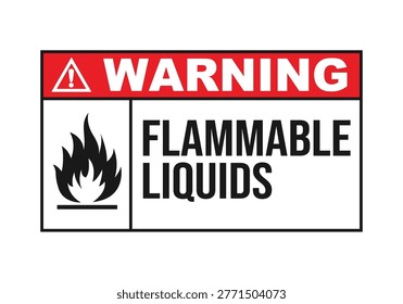 Flammable Liquids Danger Sign. Harmful chemicals safety signs and symbols.