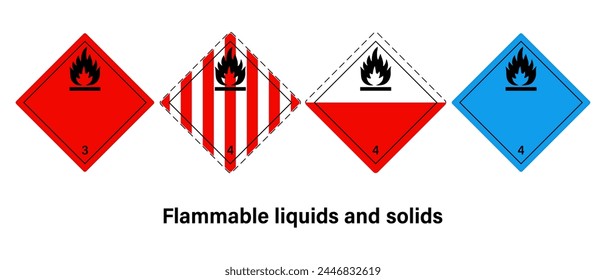 Flammable liquids and solids warning sign vector. Globally Harmonized System of Classification and Labelling of Chemicals. Warning symbol GHS icon.