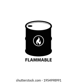 flammable mark icon on the oil drum. caution and dangerous flat design symbol for your industry