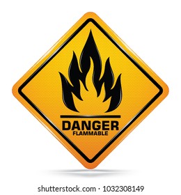 Flammable material hazard symbol isolated on white background,  Attracting attention,Compulsory, Control ,practice, Security first sign, Idea for graphic,web design,EPS10.