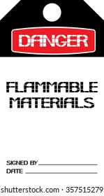 Flammable material.
The label danger text version on a white background,vertical rectangle.