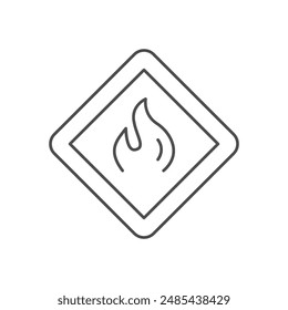 Icono de contorno de línea de material inflamable