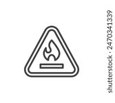 Flammable Material Sign line icon. linear style sign for mobile concept and web design. Fire Flame inside a triangle outline vector icon. Symbol, logo illustration. Vector graphics