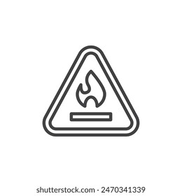 Flammable Material Sign line icon. linear style sign for mobile concept and web design. Fire Flame inside a triangle outline vector icon. Symbol, logo illustration. Vector graphics