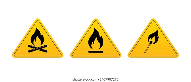 Advertencia de vector de material inflamable,Signo de advertencia de incendio	