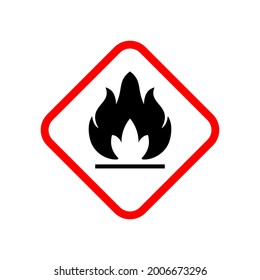 Símbolo de glifo de advertencia de material inflamable aislado en blanco