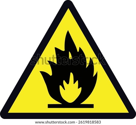 Flammable Material Warning Icon - Safety Hazard Symbol in Yellow Triangle
