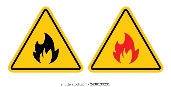 Advertencia sobre materiales inflamables. Riesgo de incendio. Señal de precaución para sustancias explosivas.