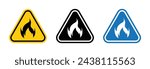 Flammable Material Warning Sign. Hazard Symbol for Inflammable Substances. Yellow Sign Indicating Fire Risk from Chemicals, Gases, or Liquids.