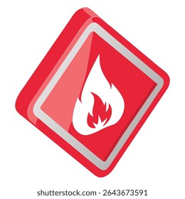 Flammable material warning sign red diamond shape safety hazard symbol caution fire risk danger alert