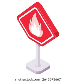 Flammable material warning sign symbol for safety caution and hazard prevention in industrial area