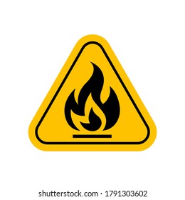 Flammable Materials Warning Sign, Caution Fire Sign Yellow, Gas Hazard Symbol, Attention Fire Hazard Icon, Triangle Flame Warning Sign