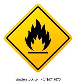 Flammable materials warning sign isolated on white background