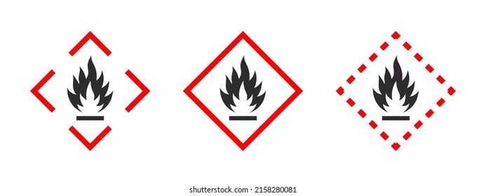 Warnzeichen für entzündbare Materialien. Piktogramm für entzündbare Stoffe. Symbol für entzündbare Stoffe. Vektorsymbole