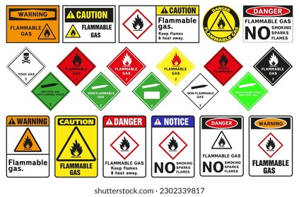 Flammable, non-flammable, non-toxic gases and poisonous gases. Vector graphics.