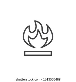 Flammable packaging line icon. linear style sign for mobile concept and web design. Cargo logistics sign outline vector icon. Symbol, logo illustration. Vector graphics