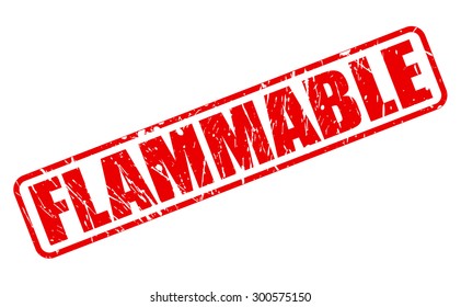 Flammable red stamp text on white