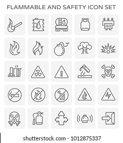 Flammable And Safety Icon Set.