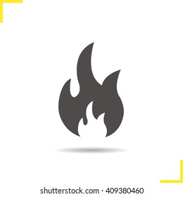 Flammable sign. Flame icon. Drop shadow fire silhouette symbol. Vector isolated illustration
