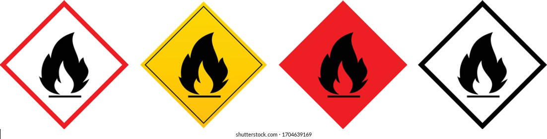 Flammable sign and icons of different colors vector