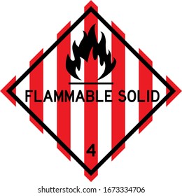 Flammable solid sign. Dangerous goods placards class 4. Perfect for transport vehicles, backgrounds, backdrop, sticker, label, sign, symbol and wallpapers.