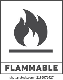Etiqueta inflamable. Señal de fuego negro. Símbolo de peligro