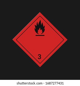 Flammable substance label. Visual indication of the type and level of hazard