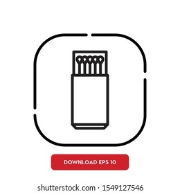 Flammable substance symbol, matches outline vector icon