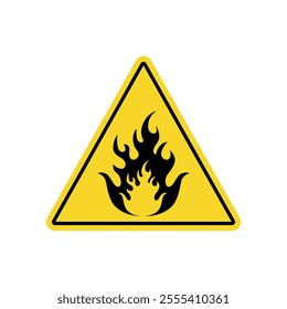 flammable substance warning sign in yellow triangle	
