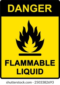 Flammable substances sign. Vector illustration of GHS hazard pictogram warning sign with flame fire inside. Attention. Caution flammable materials or liquid. danger. printable.