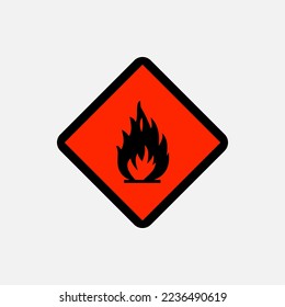 Flammable symbol. Fire danger sign. Fire icon with outline