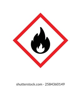 Flammable symbol, flammable icon, Fire sign vector illustration, Red fire protection icon