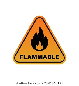 Flammable symbol, flammable icon, Fire sign vector illustration, yellow fire protection icon