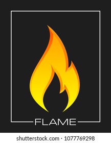 Flammable symbol. Icon with picture flame of fire. Highly flammable things. Fire vector sign. Explosive object simple logo. Color flame pictogram. Supports combustion icon