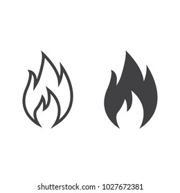 Flammable symbol line and glyph icon, logistic and delivery, fire sign vector graphics, a linear pattern on a white background, eps 10.