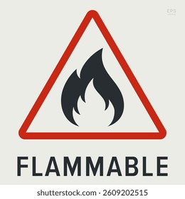 Flammable Symbol. Packaging Symbol. Sign and Label Indicating That the Content Is Highly Flammable or Should Be Kept Away from Fire or Heat. Flame Icon – Vector Symbol