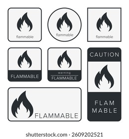 Flammable Symbol. Packaging Symbol. Sign and Label Indicating That the Content Is Highly Flammable or Should Be Kept Away from Fire or Heat. Flame Icon – Vector Symbol
