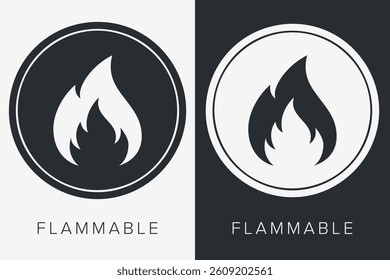 Flammable Symbol. Packaging Symbol. Sign and Label Indicating That the Content Is Highly Flammable or Should Be Kept Away from Fire or Heat. Flame Icon – Vector Symbol
