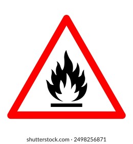Signo inflamable del símbolo, Ilustración vectorial, aislado en la etiqueta blanca del fondo .EPS10