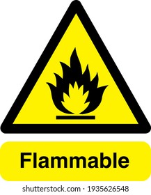 Flammable triangle black and yellow sign board