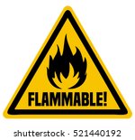 Flammable Triangular Warning Sign, Vector Illustration. 