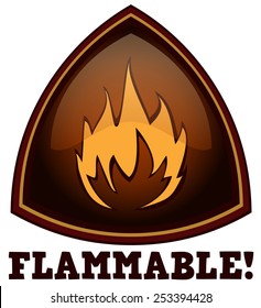 Flammable Triangular Warning Sign, Vector Illustration isolated on White Background. 