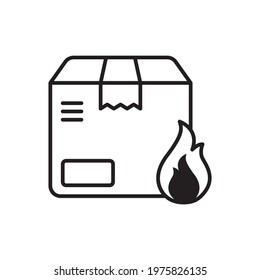 Flammable vector outline icon style illustration. EPS 10 File